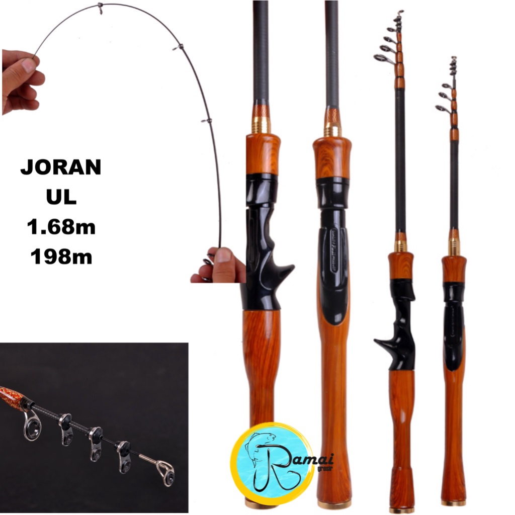 TERBAIK CSTING ROD 1.68M 1.98M /JORAN CASTING SPINNING TELESCOPIC UL ULTRALIGHTCARBON LENTUR RUAS