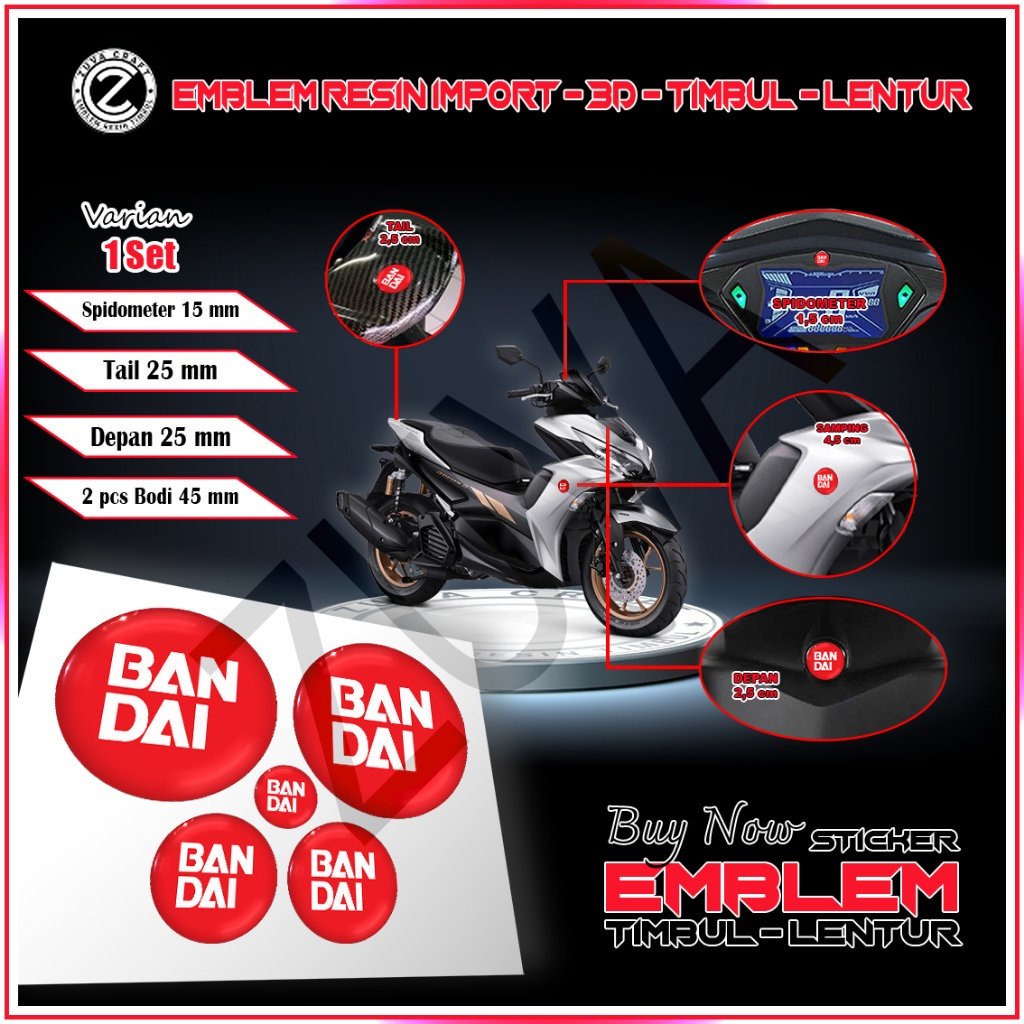 STIKER MOTOR 1 SET STIKER MOTOR LOGO BANDAI STIKER NMAX STIKER AEROX STIKER EMBLEM NMAX AEROX LEXI