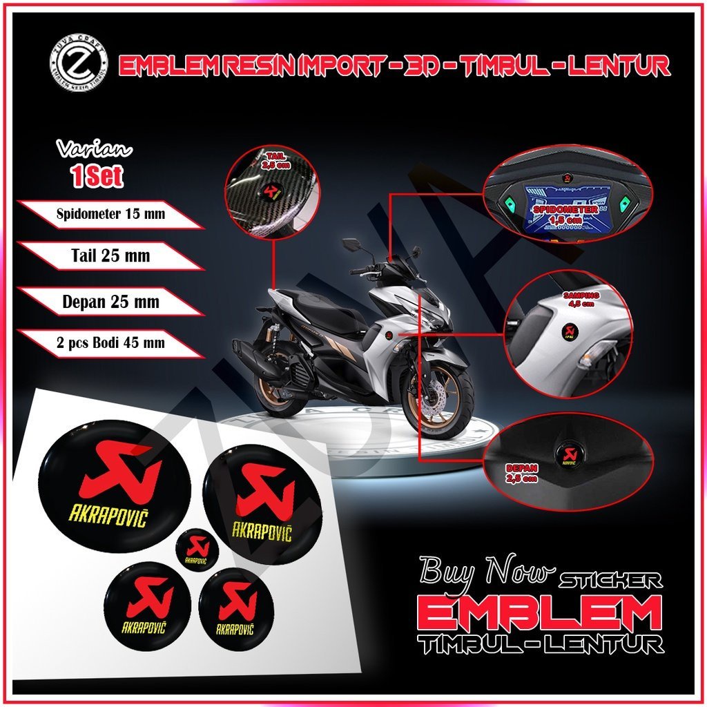 STIKER MOTOR 1 SET STIKER MOTOR LOGO AKRAPOVIC STIKER NMAX STIKER AEROX STIKER EMBLEM NMAX AEROX LEX
