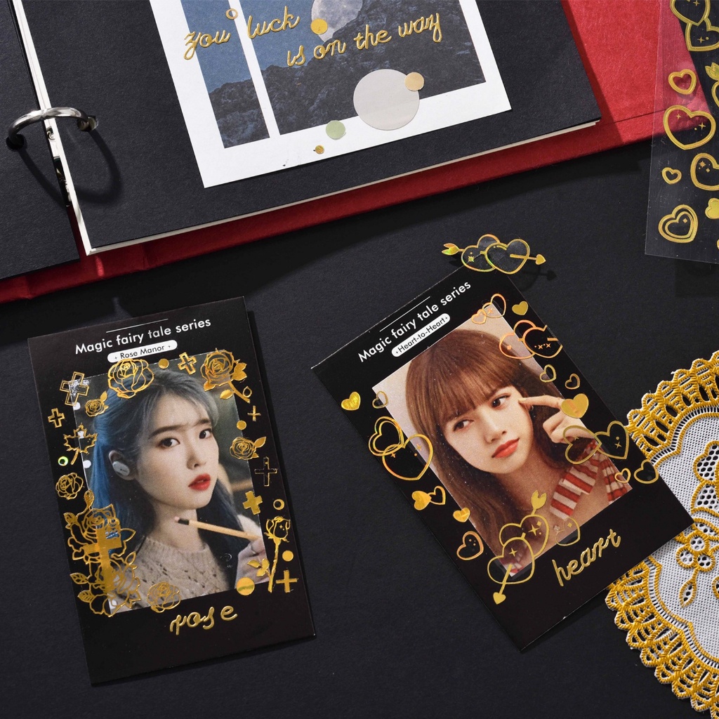 

1 Lembar Stiker AGUGU Laser Foil Emas Perak Dekorasi Photocard PC Foto Deco Hiasan 2