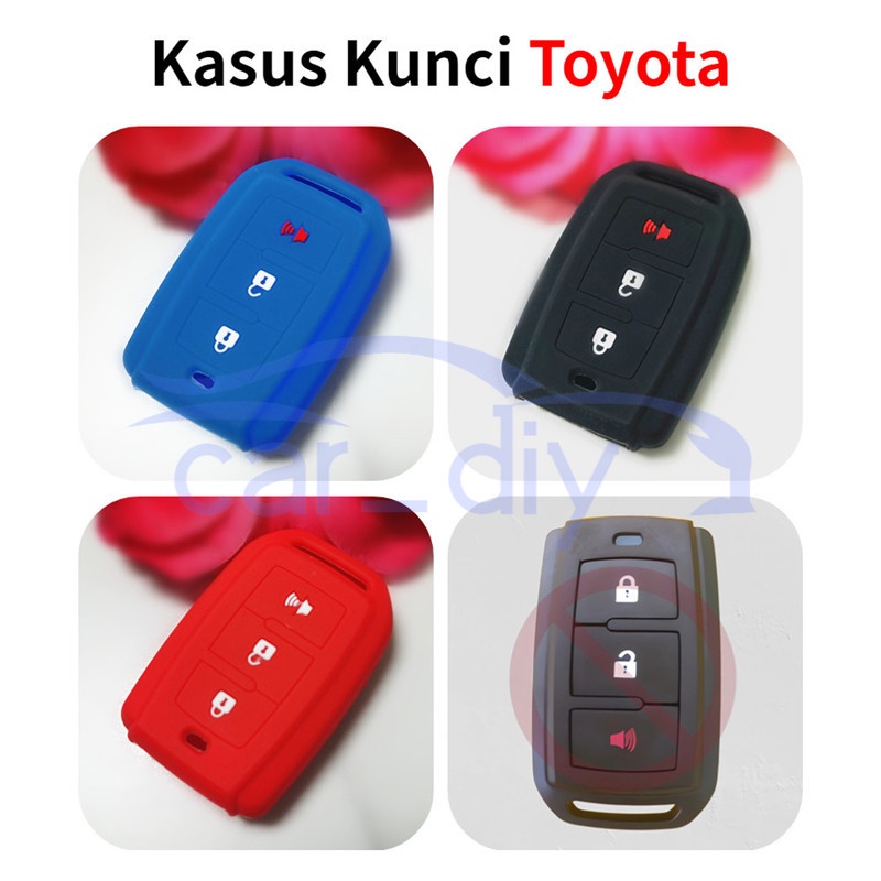 Kasus Kunci Silikon Penutup Jarak Jauh Mobil Untuk Toyota Daihatsu Avanza Veloz Cangkang Pelindung Hitam Biru Merah Car Remote Key Case