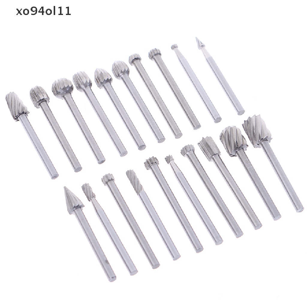 Xo 20pcs Tungsten Carbide Rotary Point Burr Die Grinder Shank Set 3 * 40mm OL