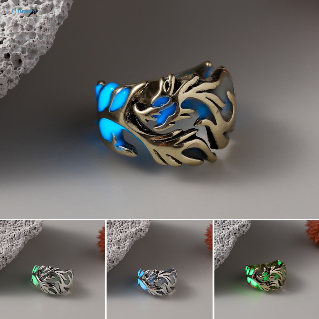 Lilyscent Alloy Finger Ring Aksesori Pakaian Gothic Adjustable Alloy Ring Ukir