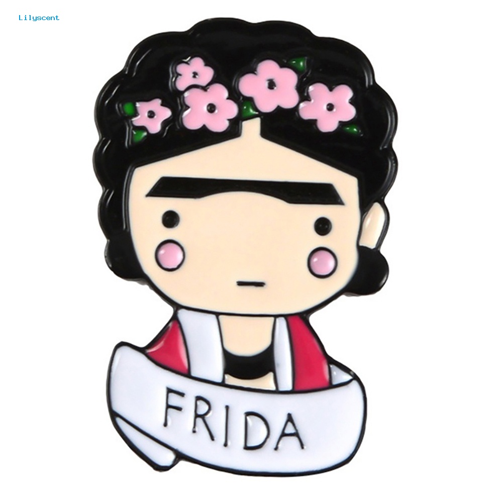 Lilyscent Kartun Enamel Frida Kahlo Meksiko Lencana Kerah Bros Pin Pakaian Perhiasan