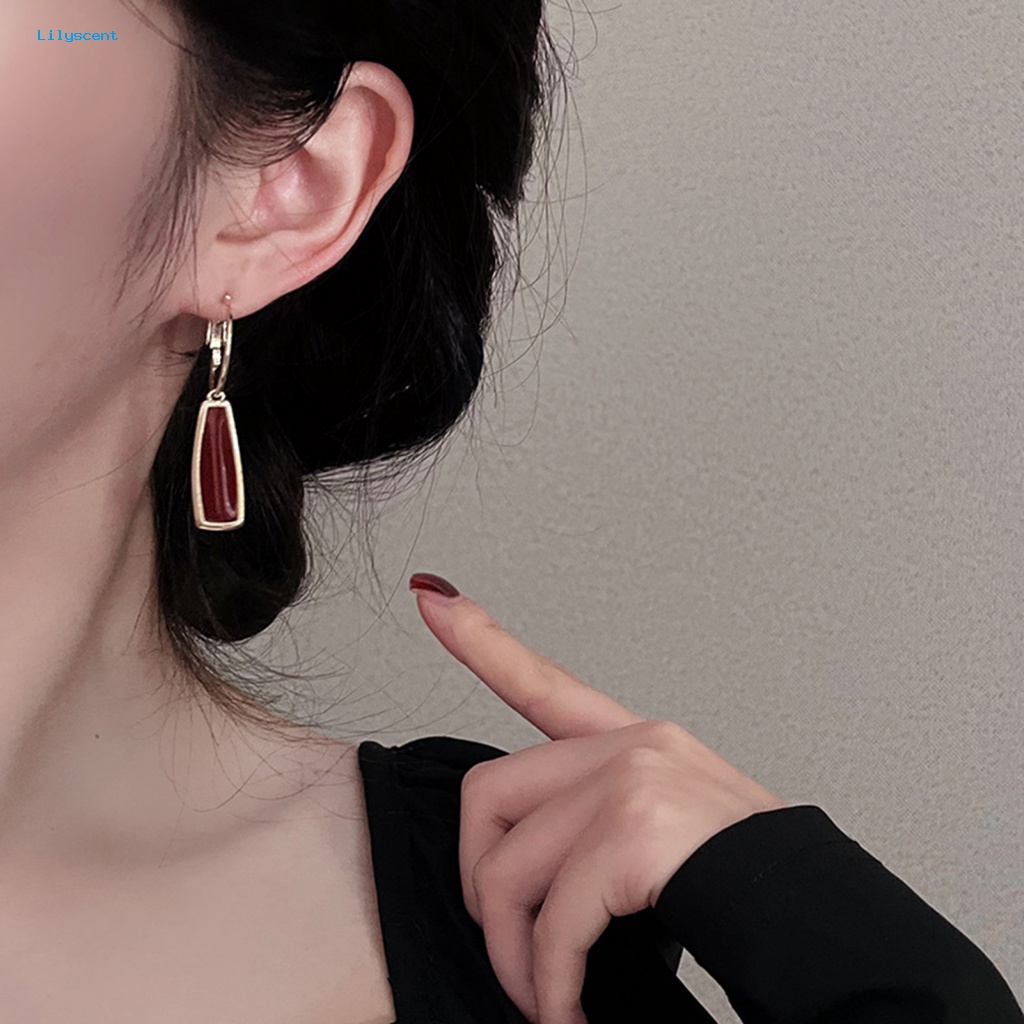 Lilyscent 1pasang Anting Hoop Tahan Aus Aksesori Perhiasan Perempuan Mewah Stud Hoop Earrings Electroplating