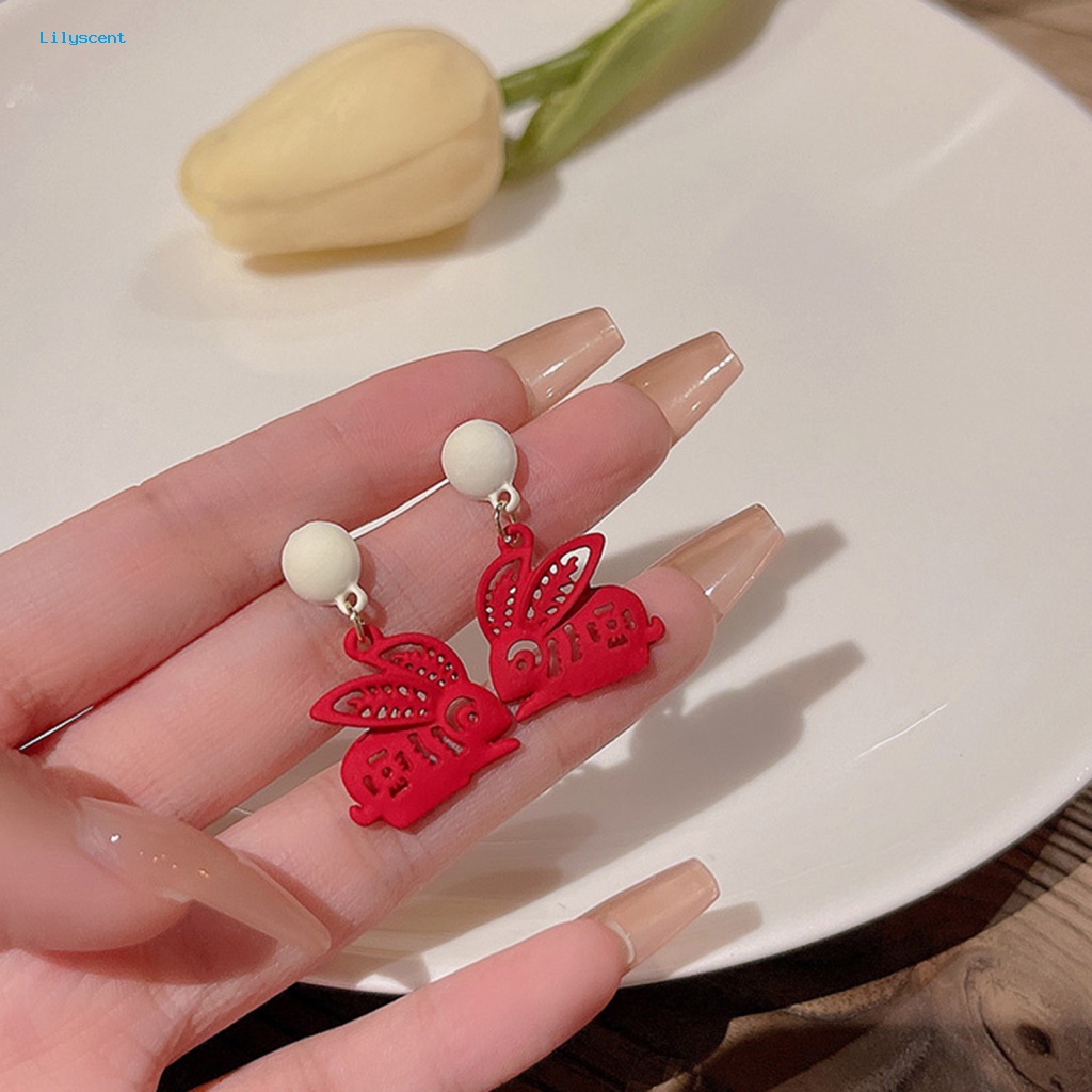 Lilyscent 1pasang Barang Fashion Menjuntai Anting-Anting Kostum Perlengkapan Lukisan Potong Kertas Cina Indah Hewan Anting-Anting Romantis