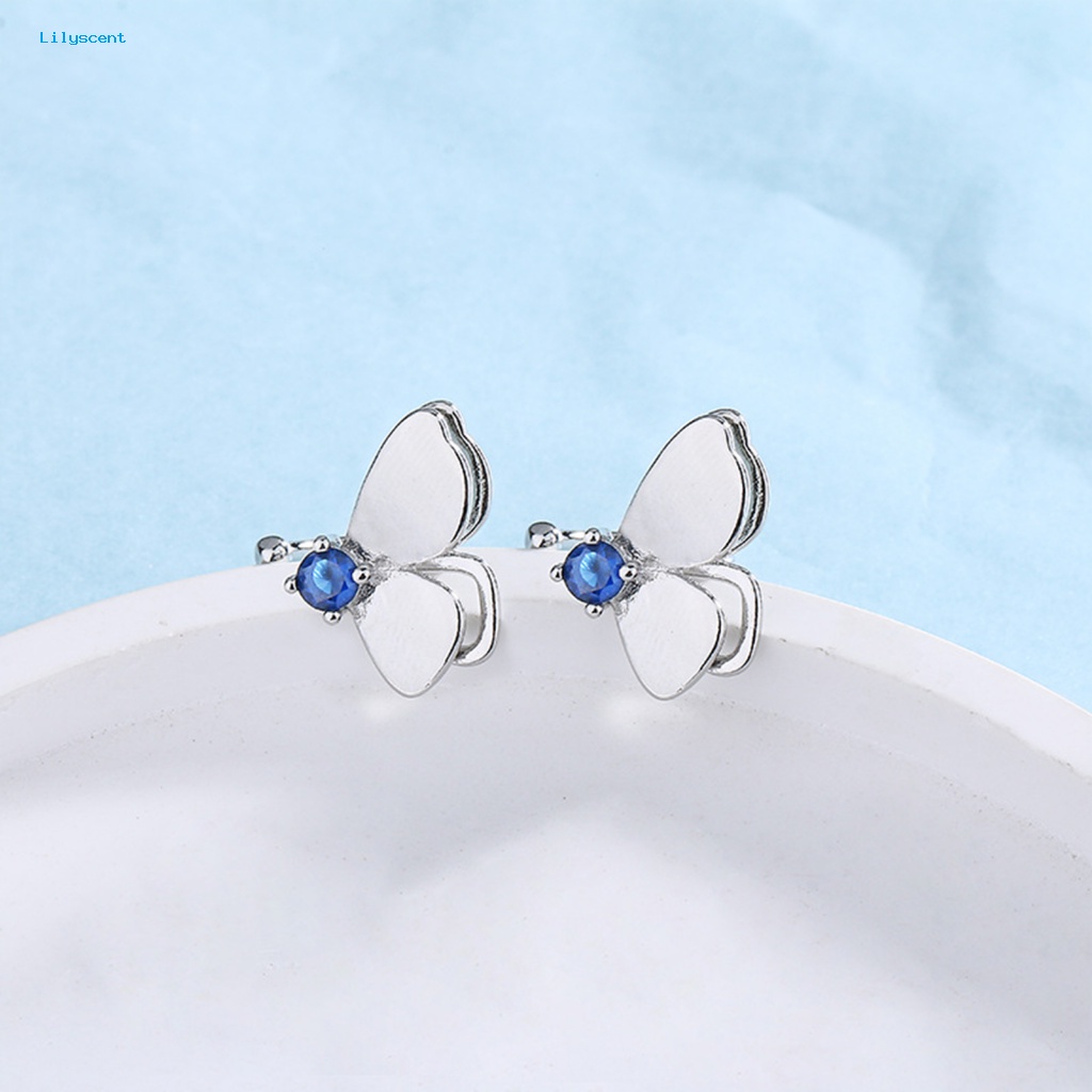 Lilyscent 1Pc Klip Telinga Fadeless Untuk Pakaian Sehari-Hari Double Layer Butterfly Clip Earring Perhiasan Aksesoris Keren