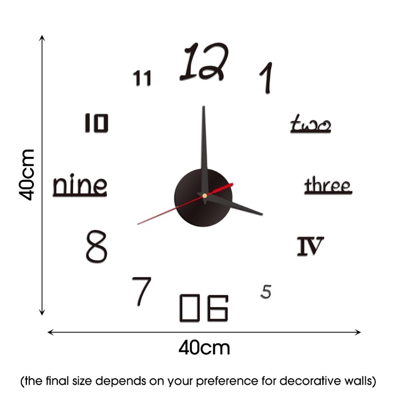 Jam Dinding Desain Modern Banyak Gaya/Jam Quartz Akrilik Perekat Diri/Perlengkapan Dekorasi Dinding Ruang Tamu Kantor