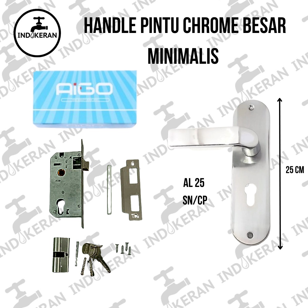 INDOKERAN - Handle Pintu Silver Chrome Kotak Minimalis - Besar