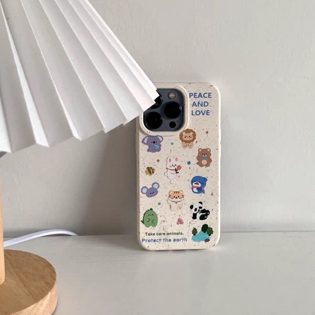 IPHONE Casing Ponsel Iphone11 ins Bahan Ramah Lingkungan Perlindungan Kamera Cocok Untuk Iphone14 13 12 14Plus Pro MAX 7 8Plus X XR XS MAX SE 12mini 13mini Model Empat Sudut Shockproof