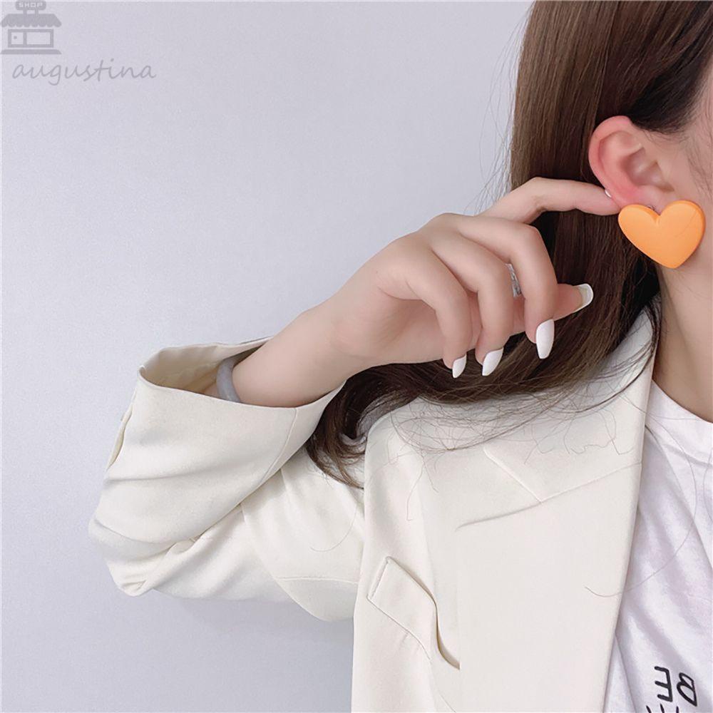 Anting Cinta Hati Agustinina Warna-Warni Manis Pesta Perempuan Gadis Akrilik Gaya Korea Earrings