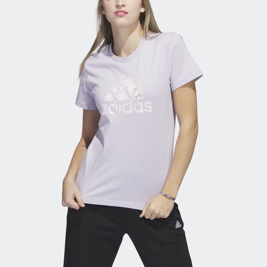 adidas T-Shirt Floral Badge of Sport Graphic Wanita Ungu H52232