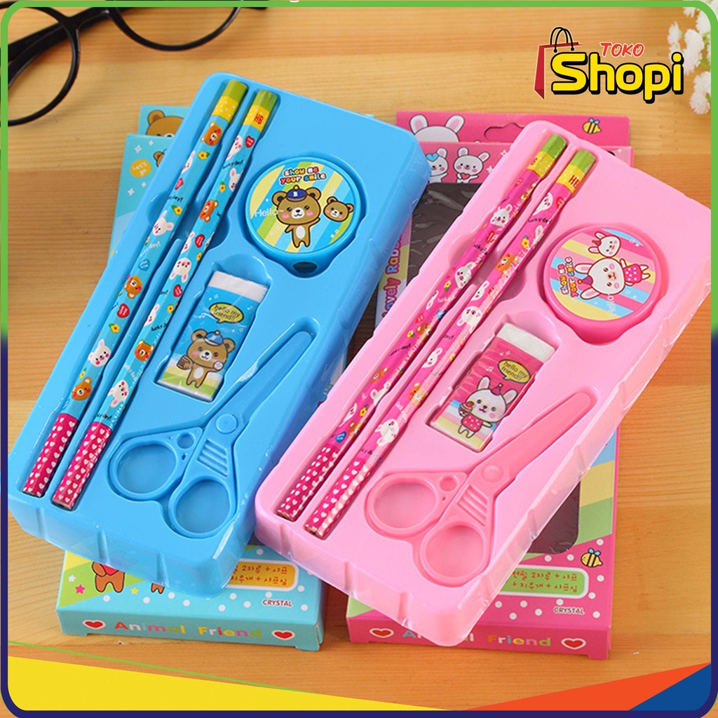 

♚ ♚ Alat Tulis Stationary Sekolah Kado Souvenir Set Paket Alat Tulis 5 In1 Lengkap