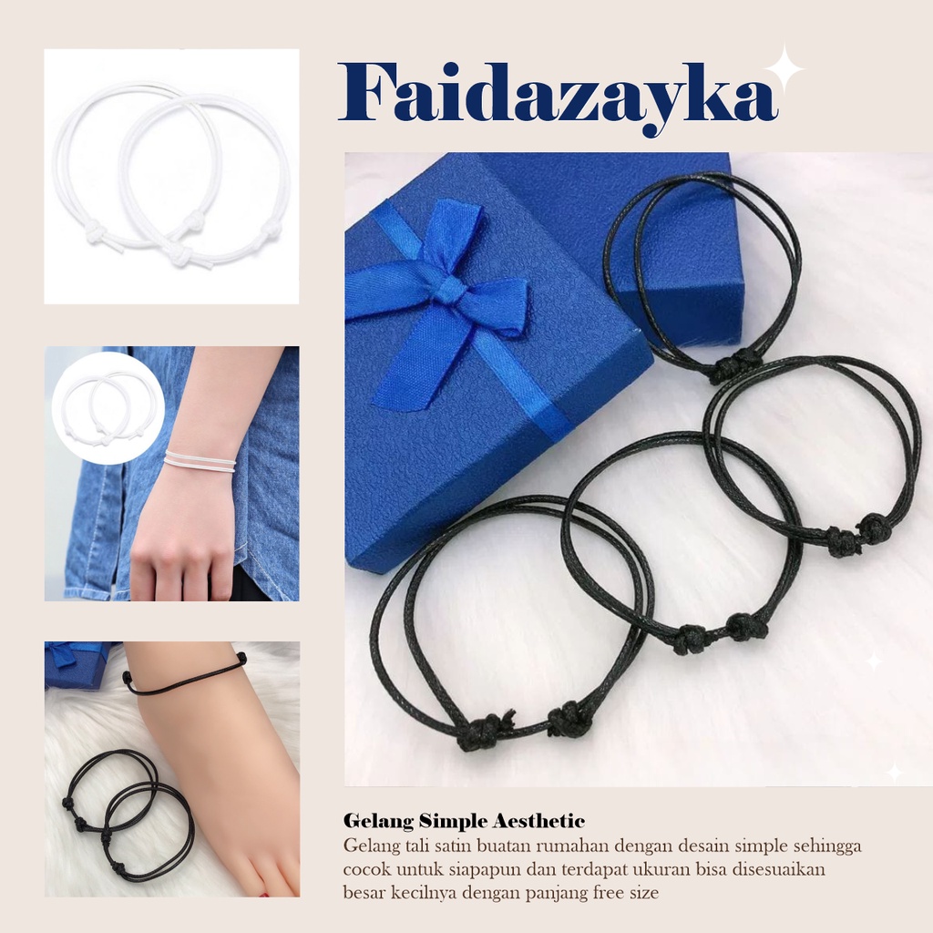 ZAYKA==Gelang Tangan Pria &amp; Wanita Simple dan Aesthetic Bahan Tali Satin Ukuran Menyesuaikan Aksesoris Fashion Handmade Murah