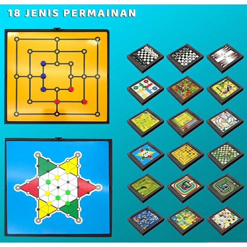 Mainan Anak 18-IN-1 MAGNETIC GAME Mainan Game Board Family Games Kids