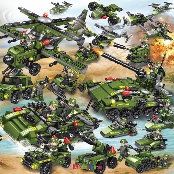Mainan lego anak 476Pcs Army tank block mainan bricks mainan anak laki - Jungle-476Pcs