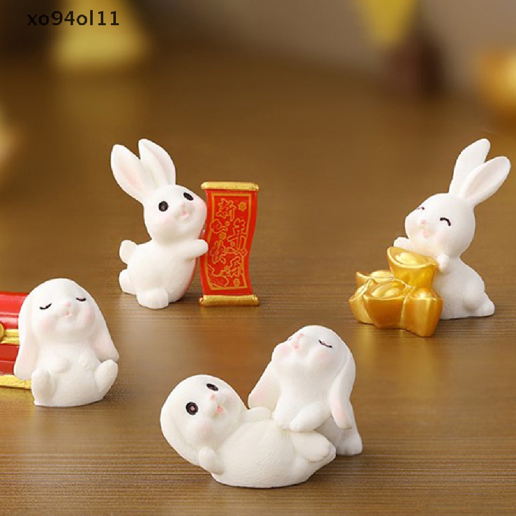 XO 2023 New Year Cute Rabbit Figurines Micro Landscape Ornaments For Home Decor OL