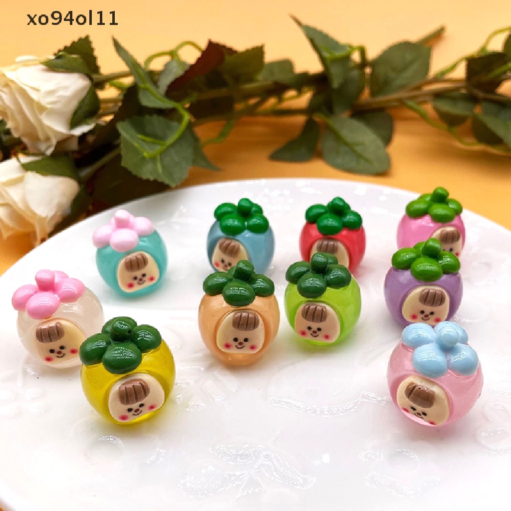 Xo 2Pcs Luminous Manggis Duomei Ornamen Mini Kartun Buah Boneka Mikro Lanskap Dekorasi Rumah Boneka Miniatur Mainan OL