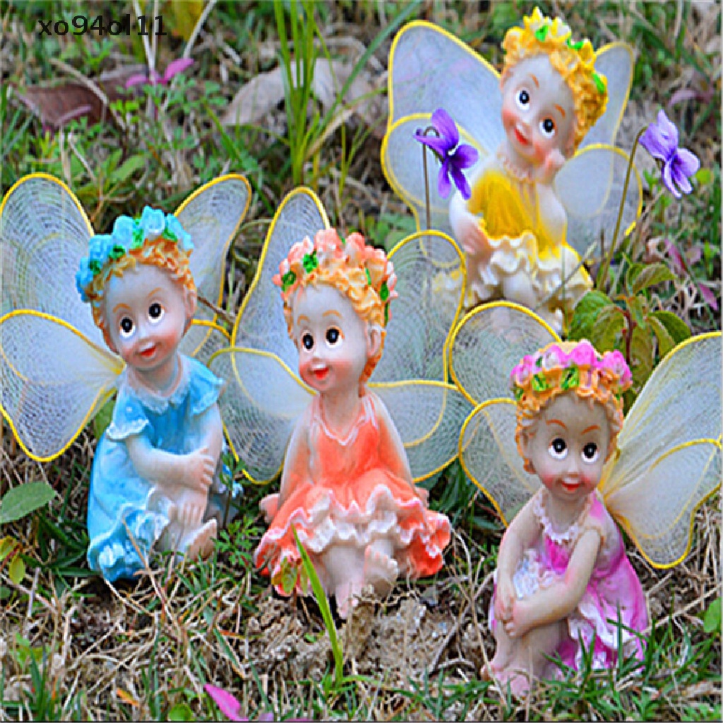 Xo Fairy Flower Angels Ornamen Miniatur Resin DIY Dekorasi Taman Peri OL