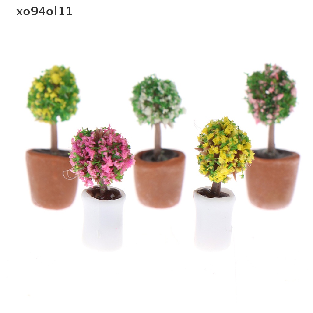 Xo 4Pcs 1: 12rumah Boneka Miniatur s Pohon Pot Tanaman Hijau Dekorasi Rumah OL