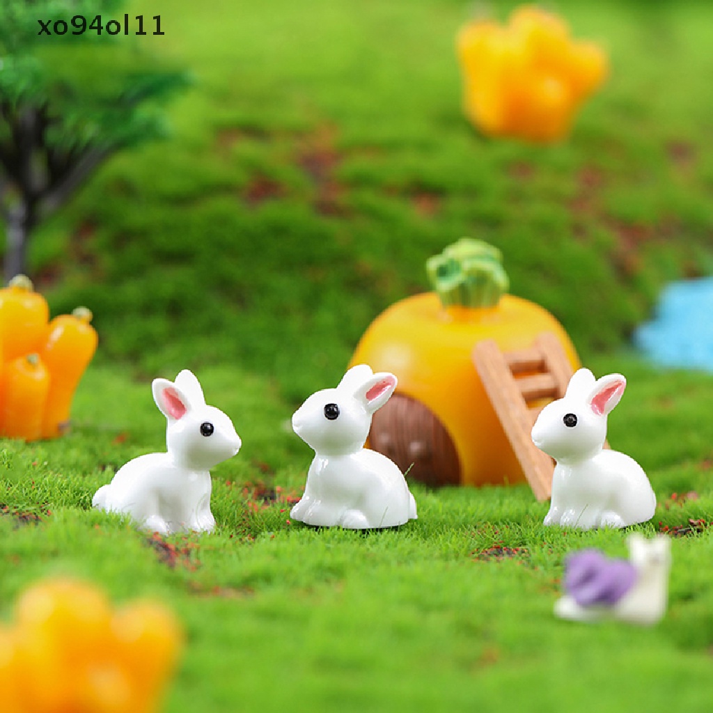 Xo5/10pcs Miniatur Taman Kerajinan Lucu Patung Dekorasi Taman Resin Bunnies OL