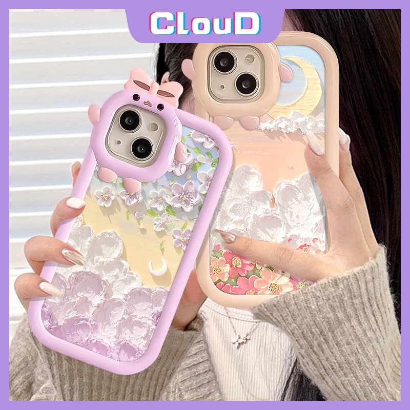 3d Ikatan Simpul Little Monster Lens Case Realme C35 C31 C25 C25Y C15 C12 C11 C21 C20 C33 C25s 9i 6i 5 7i 7 5s 5i 8Pro 8 9 Pro+9 C30 C21Y C17 C3 Tpu Soft Lukisan Minyak Bunga Sarung Bulan