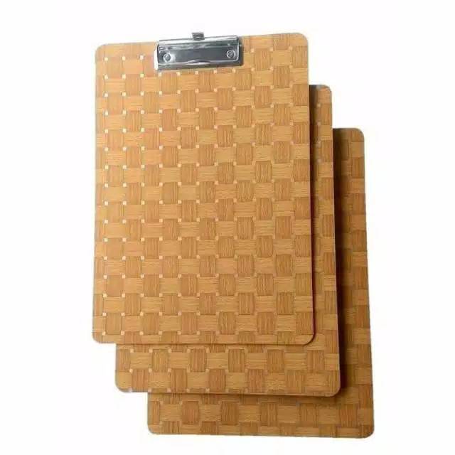 

COD Joy Mart Clipboard Kayu klip Ukuran Folio motif kotak Papan Ujian
