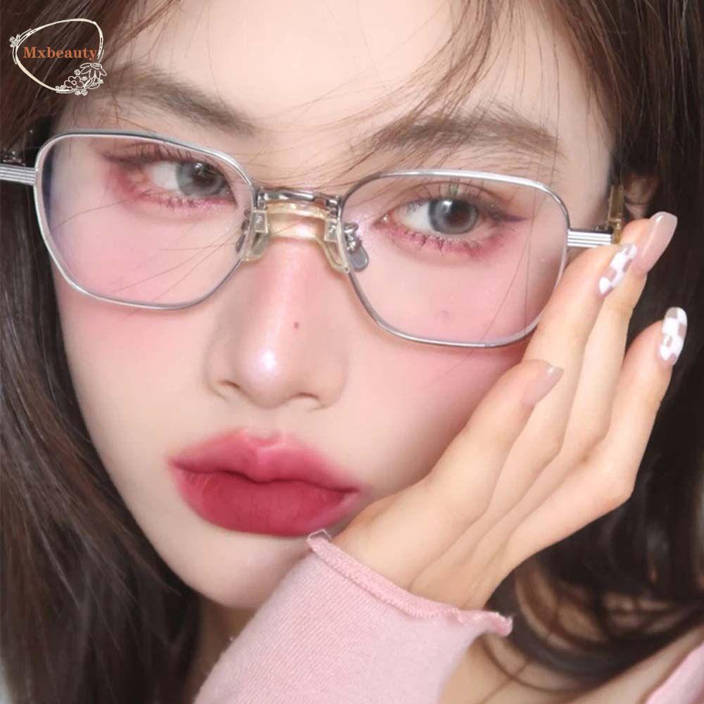 Mxbeauty Kacamata Anti Radiasi Warna Rose Gold Silver Kacamata Komputer Lensa Bening Metal Gaya Korea Wanita Eyeglasses