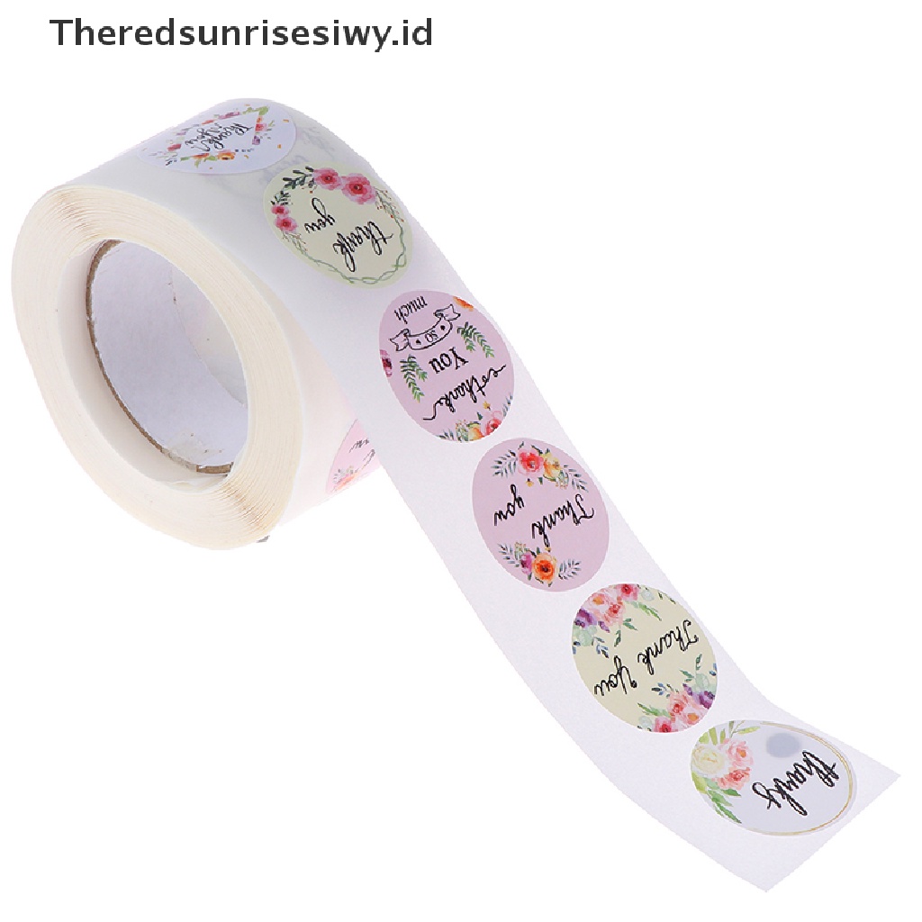 # Kado Mom &amp; PAPA DIY # 500pcs/roll round floral thank you ers Untuk Label Segel Paket~