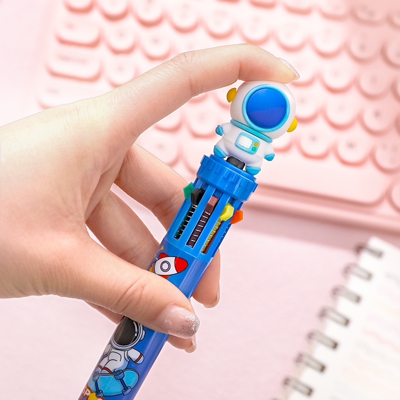 10warna 0.5mm Kartun Astronot Seri Ballpoint Pen Siswa Indah Ditarik Ball Pen