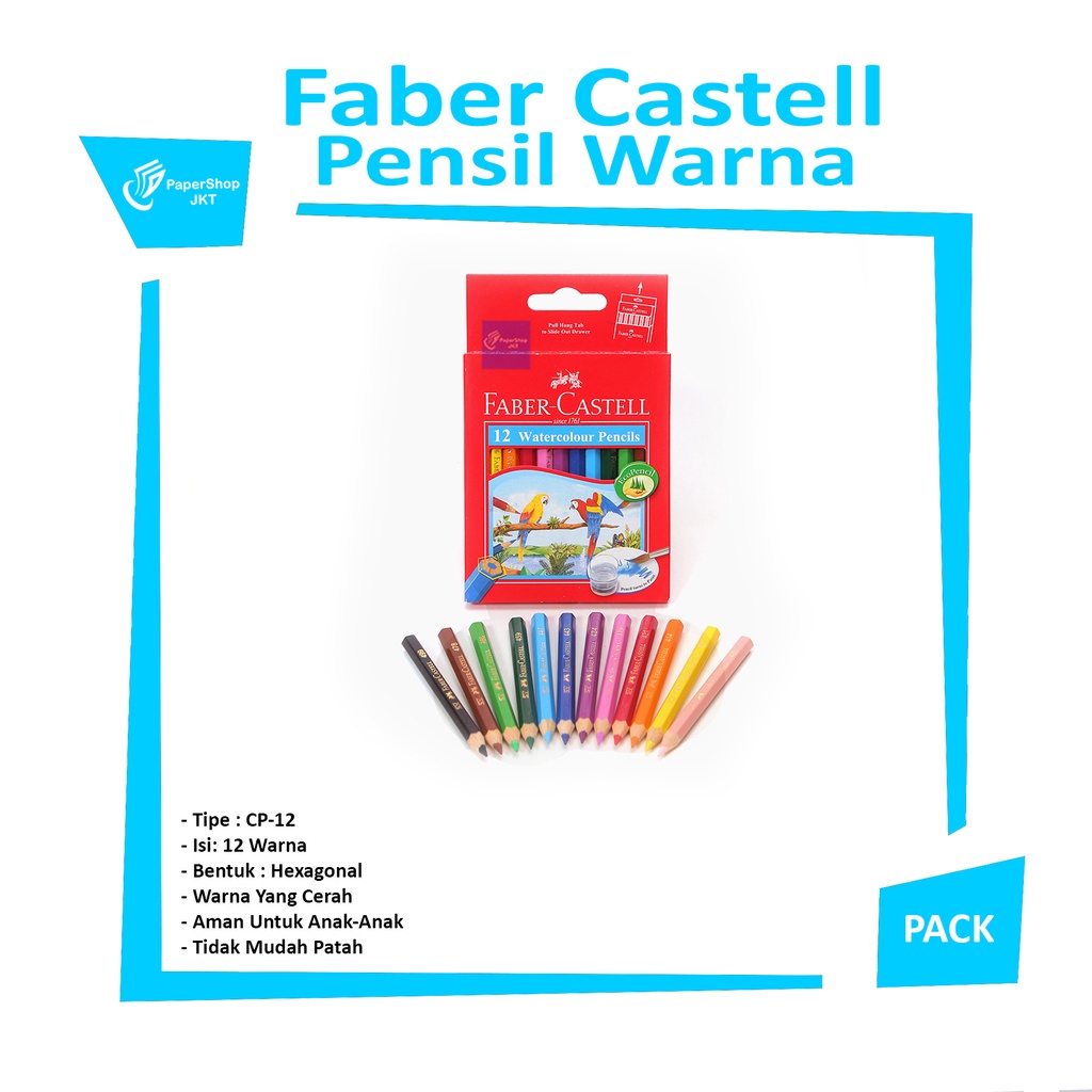 

FABER CASTELL - Watercolour 12 Mini Pensil Warna - Pack