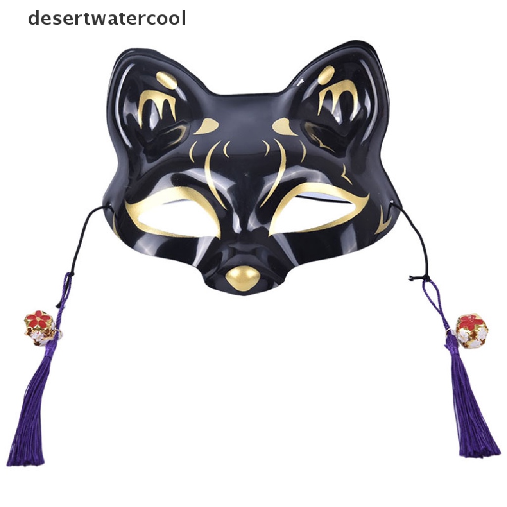 Deid Topeng Rubah Cosplay Halloween Jepang Pesta Setengah Wajah Dicat Tangan Kitsune Martijn