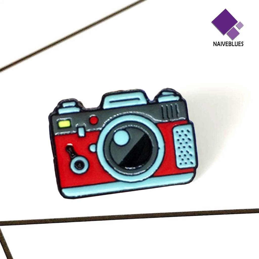 &lt; Naiveblues &gt; Pria Wanita Bentuk Kamera Enamel Bros Pin Jaket Tas Lencana