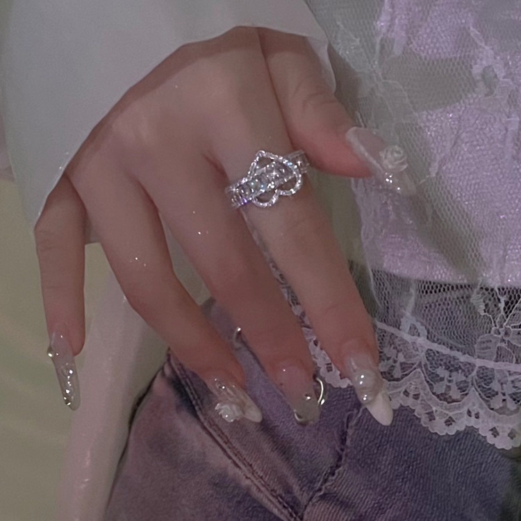 Cincin Jari Hati Zirkon Mewah Untuk Wanita Fashion Cross Rings Aksesoris Perhiasan