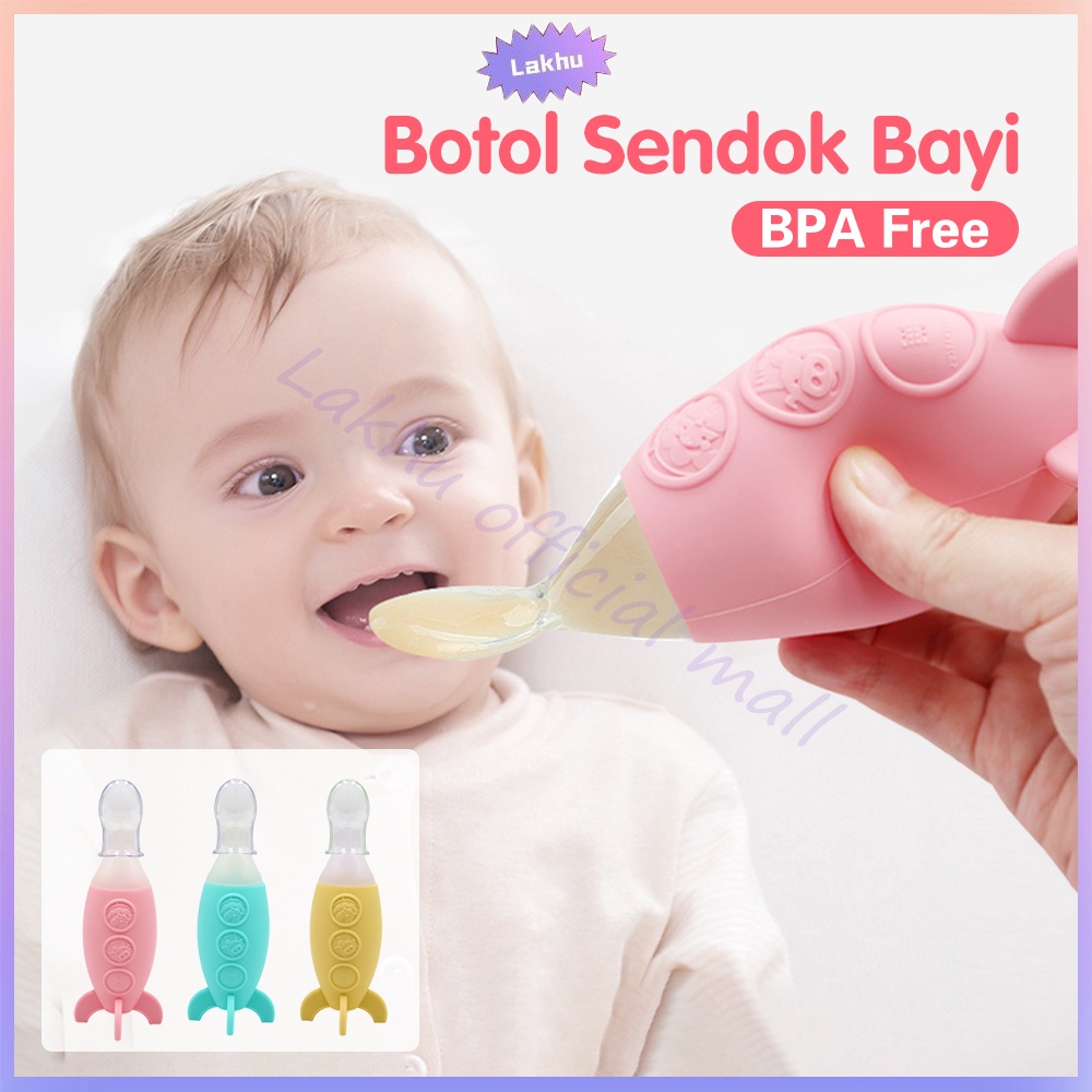 Lakhu Botol Dot Silicone Sendok Makan Bayi/ Sendok Botol Bayi Silikon Bpa Free