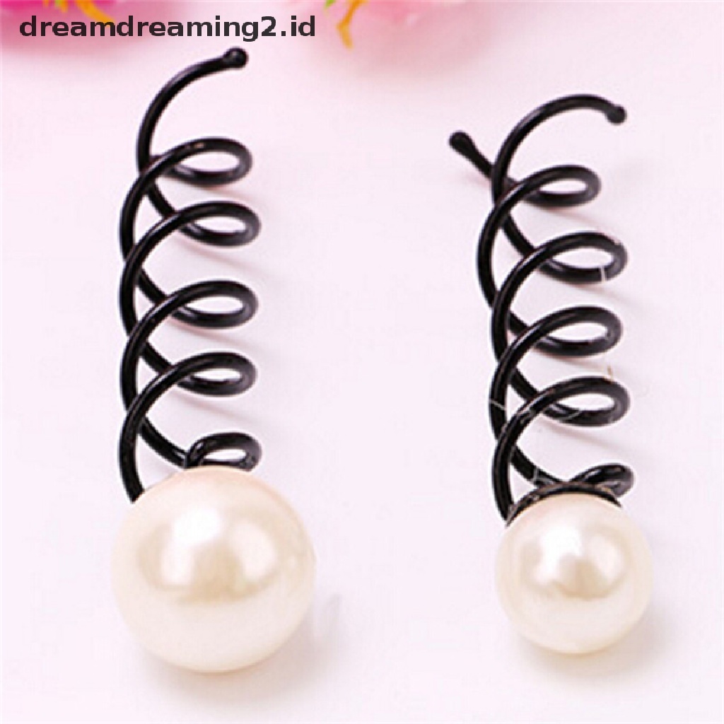 (dream) 3pcs Mutiara Hitam Spiral Spin Sekrup Bobby Pin Jepit Rambut Lady Twist Barrette Sexy//