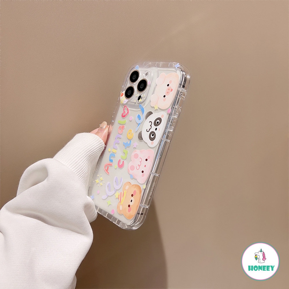 IPHONE Kawaii Animal Pesta Ulang Tahun Beruang Art Casing Ponsel Transparan Untuk Iphone14 13 12 11 Pro Max14 Plus Case Kartun Lucu Soft Cover