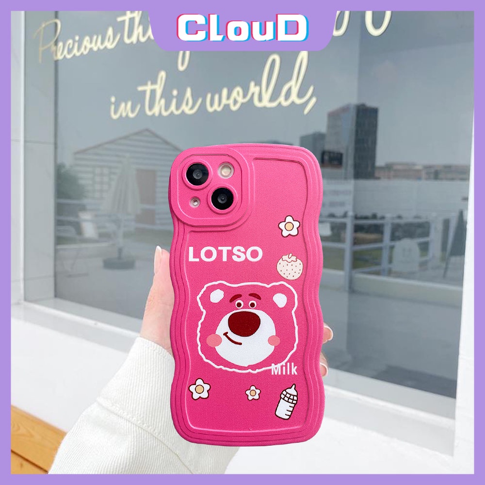 Infinix Hot 10T 10 11 9 8 Play 11s 10s NFC Hot 10 Lite 12 Pro 11s 12i 20 20s Smart5 4 6 Plus Note8 12 G96 10Pro 12Pro 12 2023 Cute Strawberry Bear StellaLou Lembut Wavy Edge Sarung