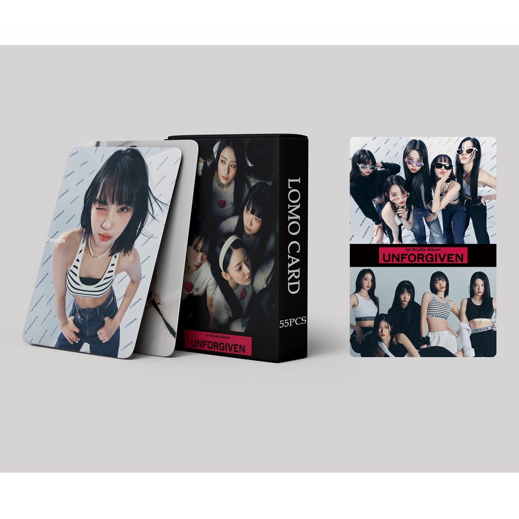 55pcs/box LE SSERAFIM 2023album UNFORGIVEN Photocards Kartu Lomo Lesserafim Kpop Postcards