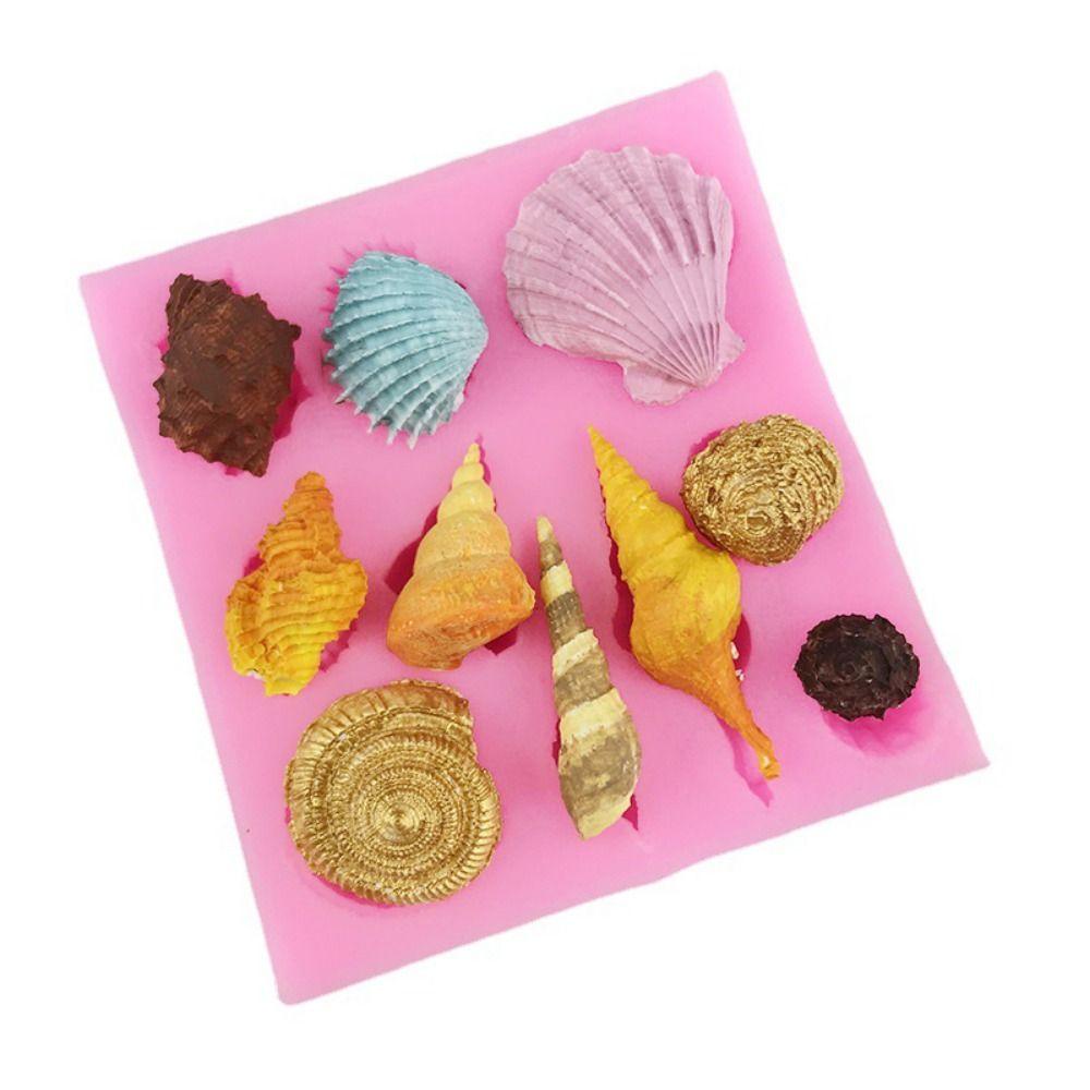 [Elegan] Alat Dekorasi Kue 1PC Hias Silikon Rumah Tangga Keong Bentuk Laut Cetakan Coklat Lembut