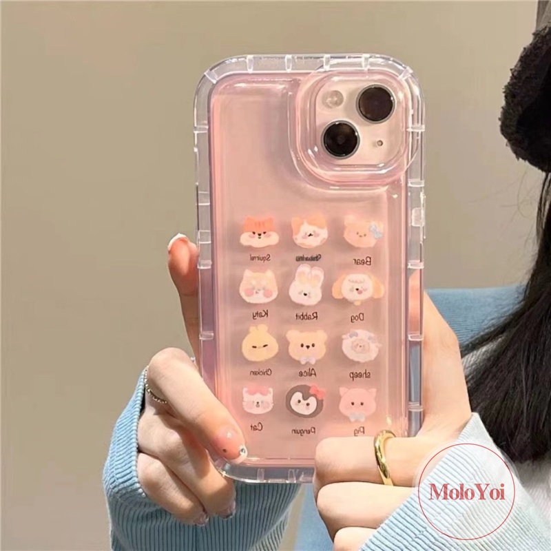 Ins Cherry Candy Kartun Hewan Lucu Beruang Katak Case Kompatibel Untuk IPhone 7Plus XR 11 14 13 12 Pro MAX 6 6S Plus X XS MAX Kawaii Phone Case Shell Lembut Tpu Shockproof Airbag Cover