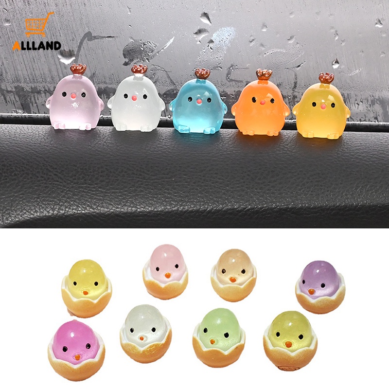 Ornamen Mobil Boneka Resin Bentuk Telur Eggshell Mini Lucu/Dashboard Otomotif Hias Luminous Chicken Toy/Dekorasi Interior Kendaraan DIY