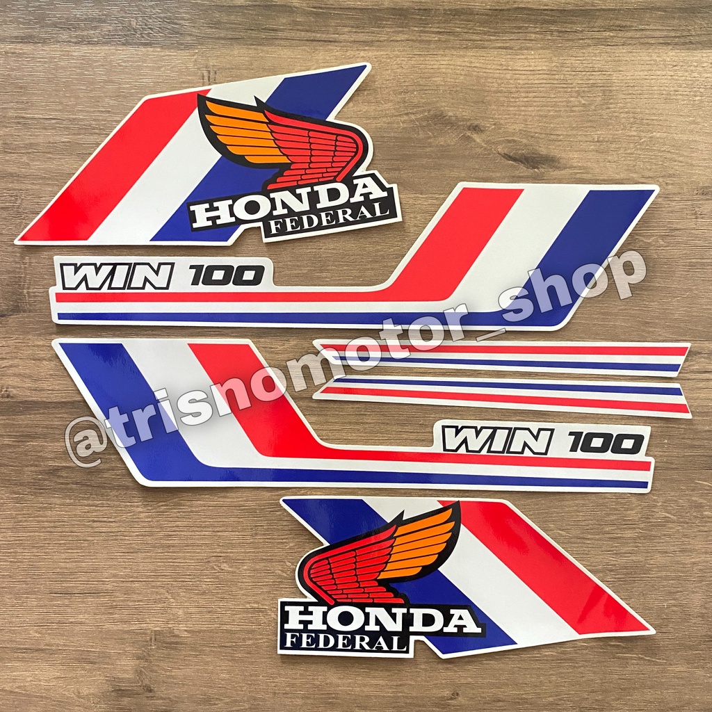 striping sticker Honda WIN 100 win old semi trail putih biru stiker list body standar win100 berkual
