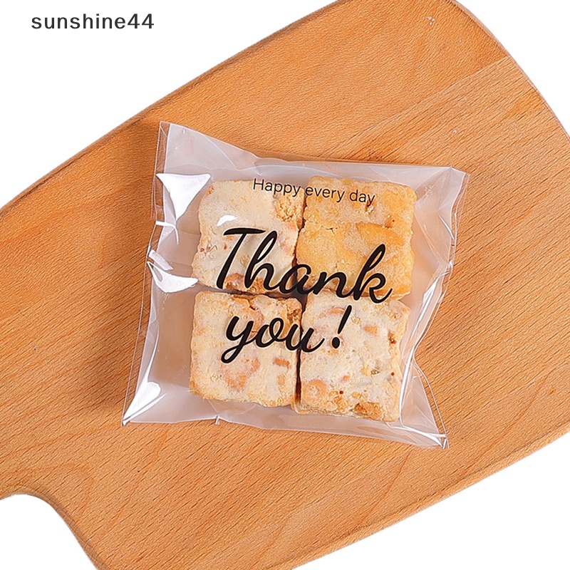 Sunshine 100Pcs/Pack Thank You Kantong Bening Perekat Diri Permen Cookie Bakery Pastry Bags ID