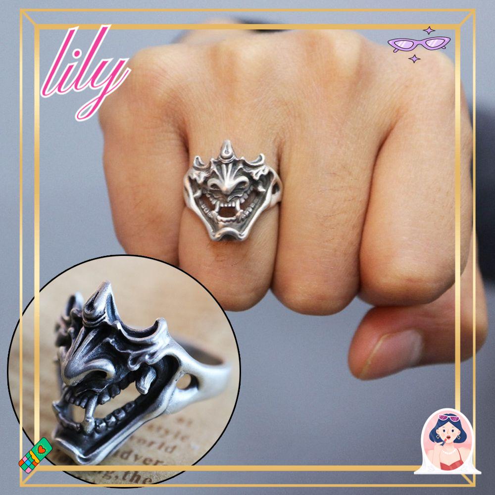 Lily Demon Rings Wanita Tunangan Minimalis Terbuka Gothic Rings