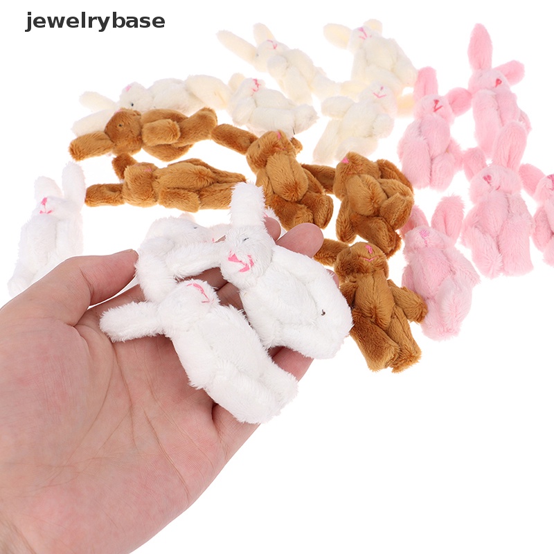 [jewelrybase] 5pcs 6cm Mini Joint Rabbit Pendant Plush Bunny Untuk Gantungan Kunci Buket Mainan Boneka Butik