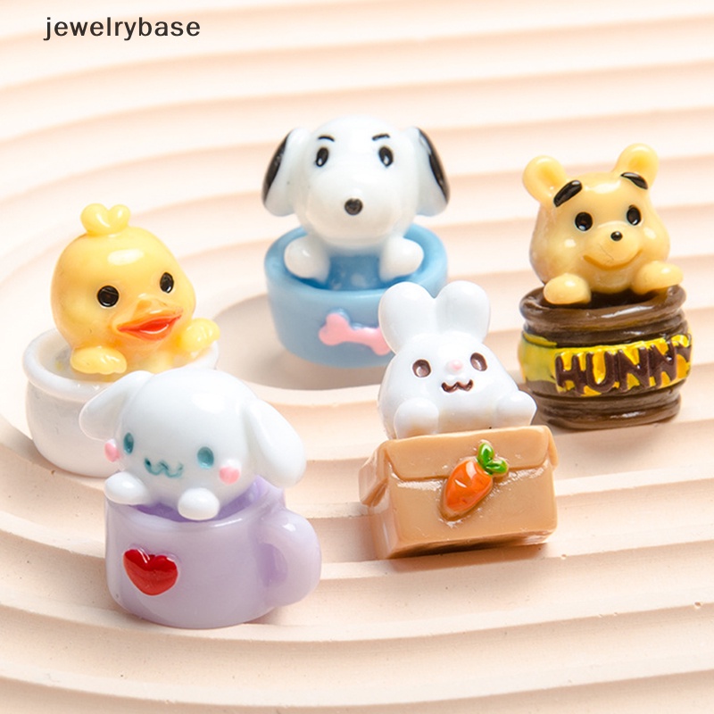 [jewelrybase] 1 Pc Rumah Boneka Miniatur Pot Hewan Anjing Bebek Kelinci Beruang Ornamen Lanskap Mikro Dekorasi Rumah Boneka Mainan Butik