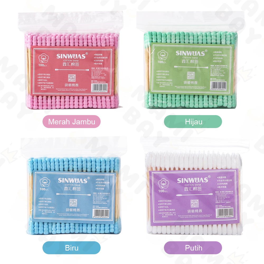 OKEYI 100pcs Cotton bud warna cutton buds model gelombang pembersih Telinga