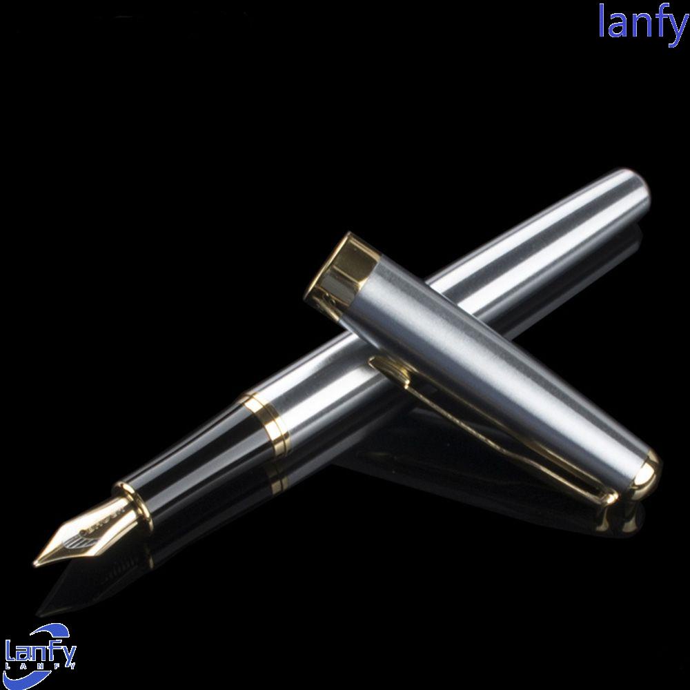 Lanfy Fountain Pen Stainless Steel Bisnis Lis Emas M