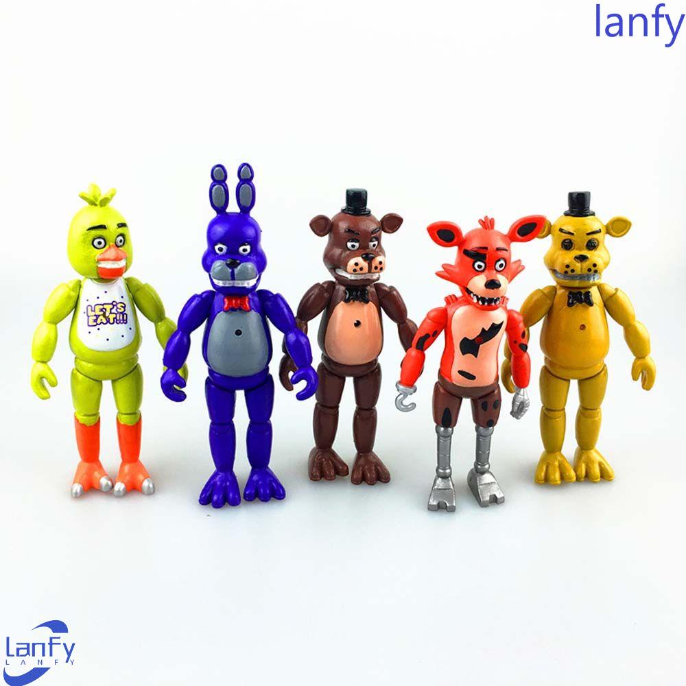 Lanfy Lima Malam Bersama Bergerak Freddy's 5pcs/set Dekorasi Mobil Figure Mainan Chica Kelinci Freddy Bear Model Koleksi